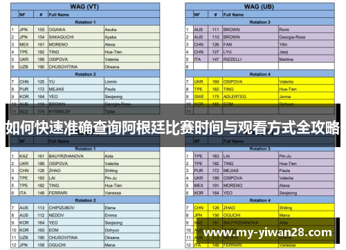 如何快速准确查询阿根廷比赛时间与观看方式全攻略